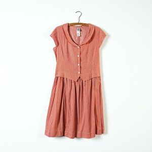 Lunn Lilith Vintage 50s Style Shawl Collar Polka Dot Dress Womens 2 Red White